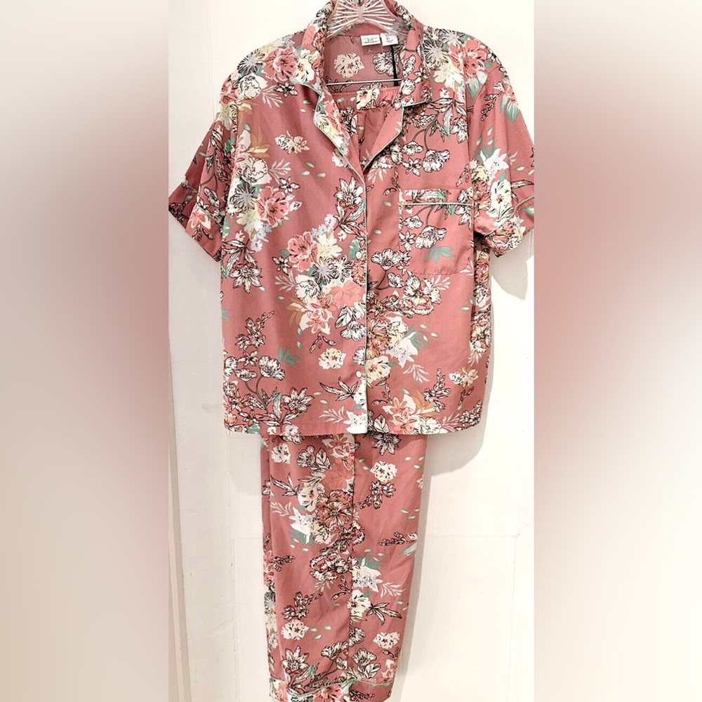 Cupcakes and Cashmere‎ Floral Pajama Set 🌸 Soft Pink Botanical Loungewear L